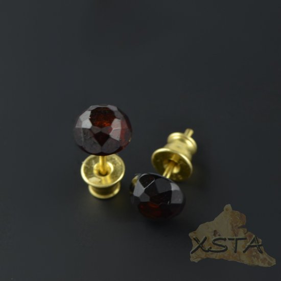 Stud cherry amber earrings